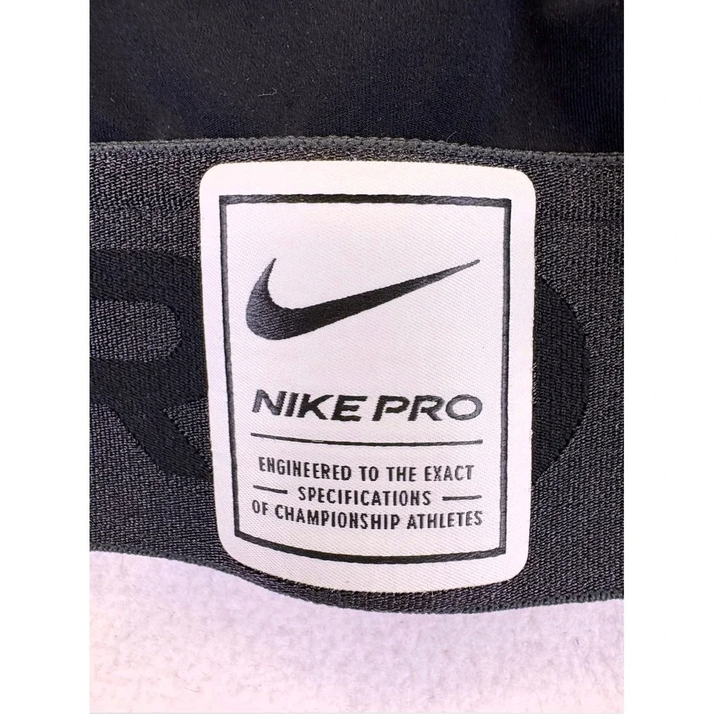 Nike Pro Dri-FIT Women Black High Neck Racerback Sports Bra Crop Top Medium
